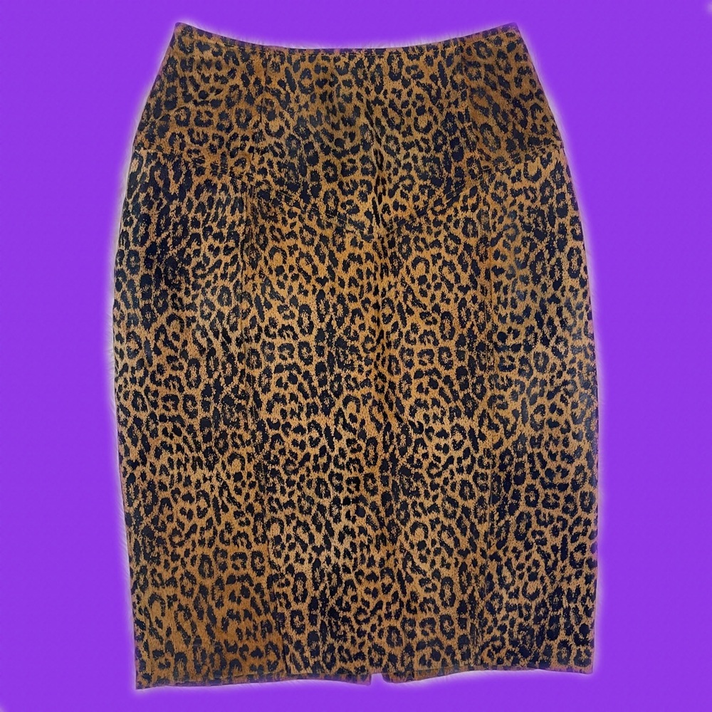 Vintage Leather Cheetah Print Skirt